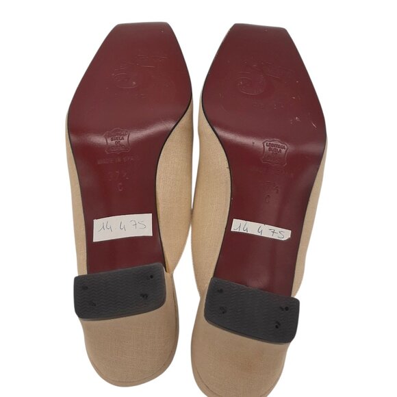 Sara Navarro Beige Linen Slide Mules SZ 37.5 - Picture 7 of 12